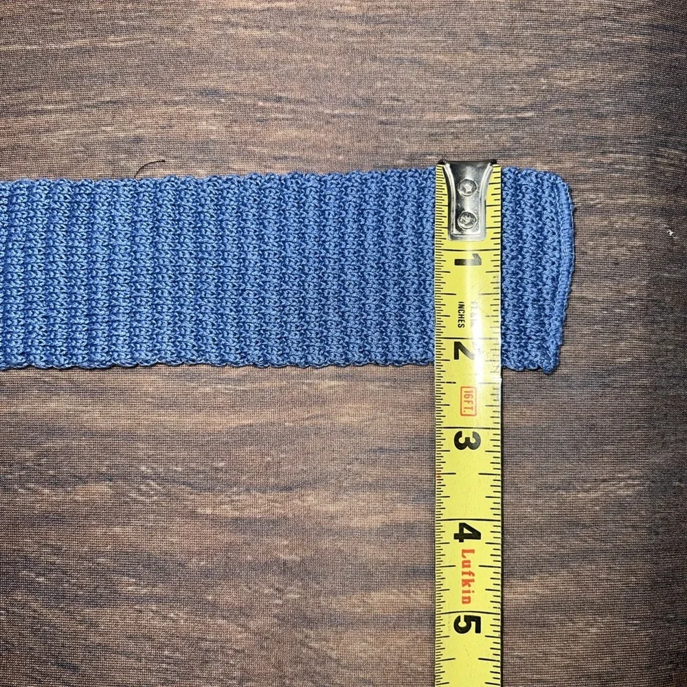 Vintage Chaps Ralph Lauren Square Tip Knit Cotton Tie Blue Men's Preppy - Picture 8 of 9